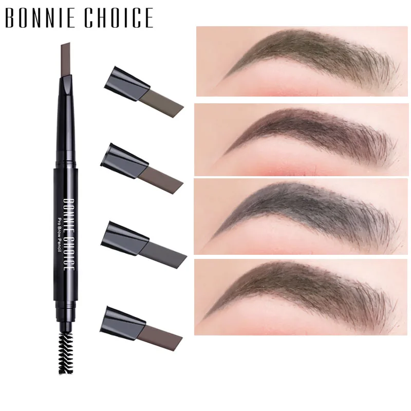 BONNIE CHOICE 1 шт. двухсторонний карандаш для бровей коричневый водостойкий стойкий