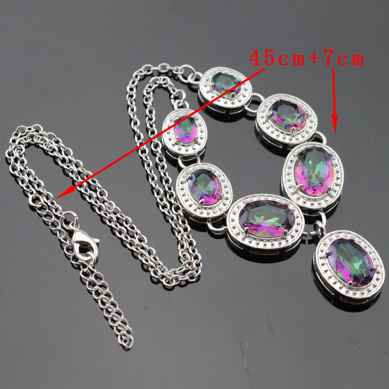 Разноцветные радужные камни Серебряный цвет Ювелирные наборы для женщин