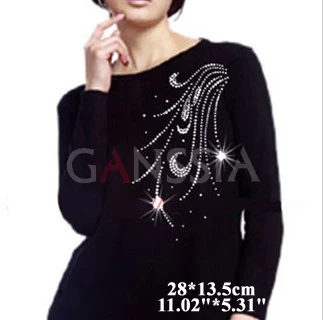 6 шт./лот блестящий хвост Феникса узор аппликация из страз стразы с прямой основой