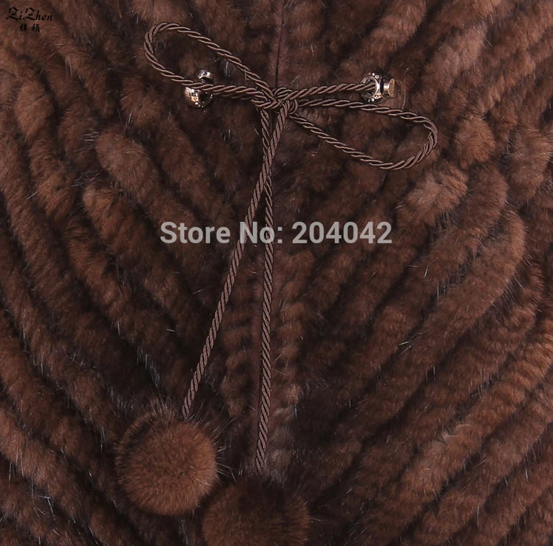 

Winter Casual Knitted Mink Fur Coat Long Coat With Hooded Half Sleeve Fur The Coat Mink Women Natural Fur Coats 4F0815-2