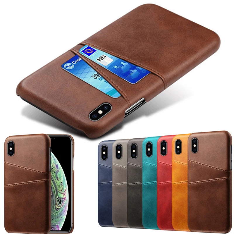 Роскошный чехол с держателем для карт iPhone 5 5s 6 6s 7 8 Plus 5se кожаный кошелек iphone X XR XS 11