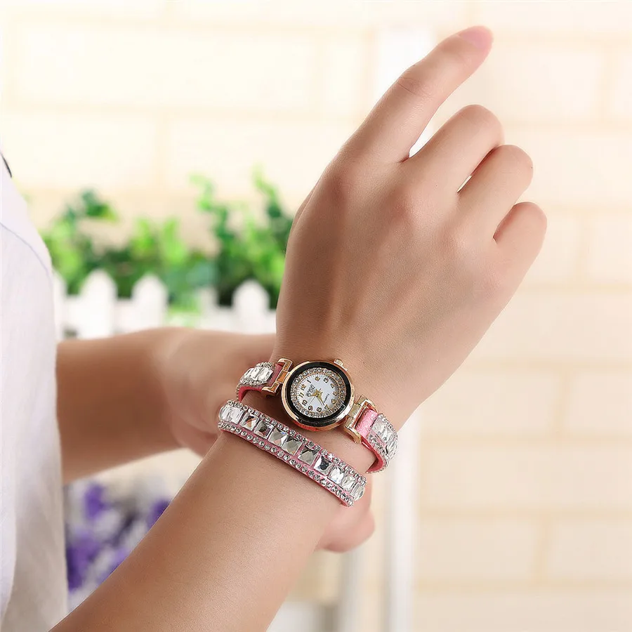 Женские часы браслет CCQ кварцевые с полностью кристаллами повседневные наручные