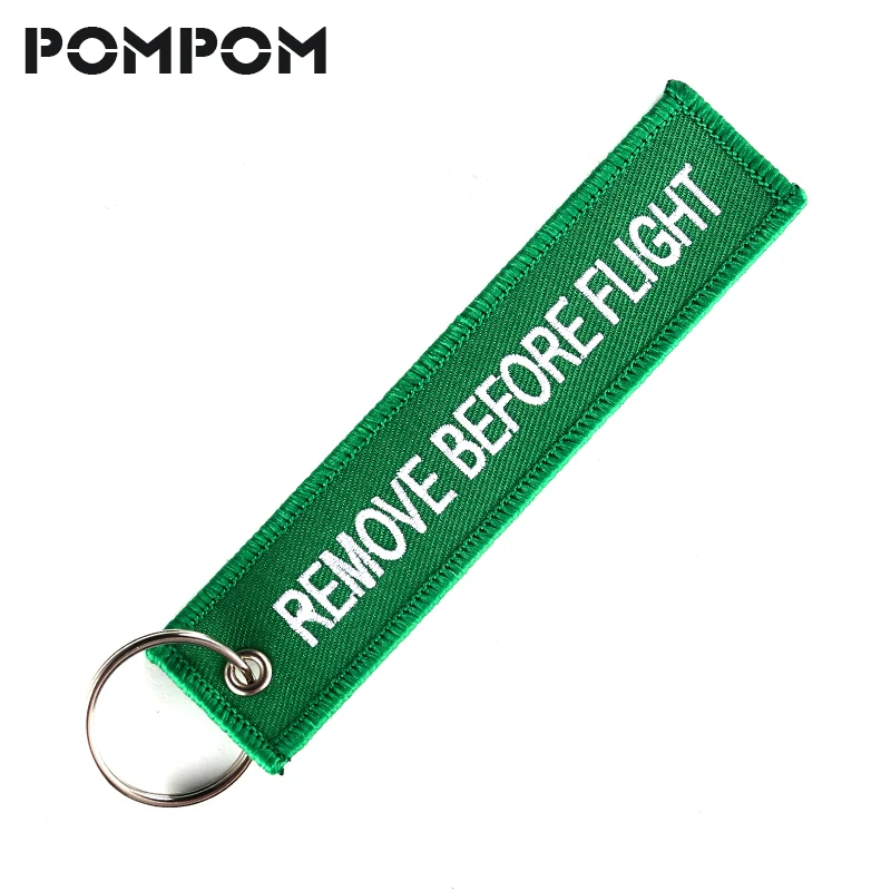 

Remove Before Flight Chaveiro for Cars Green Key Fobs Tag Embroidery Key Chains Holder for Aviation Gift OEM Keychain Jewelry