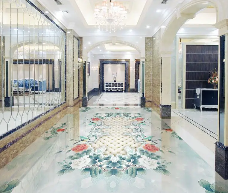 Виниловые самоклеющиеся обои на заказ для пейзажа 3d пола мраморный узор гостиной