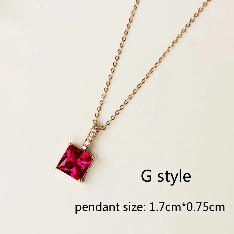 G style rose gold Модная подвеска в форме цветка камелии, квадратное сердце, Овальный прямоугольник, кубический цирконий, розовый, красный камень, ожерелье, различные женские ювелирные изделия - Окраска металла: G style rose gold