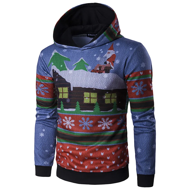 Толстовки Осенне-зимняя обувь для мужчин с рождественским узором 3D толстовки