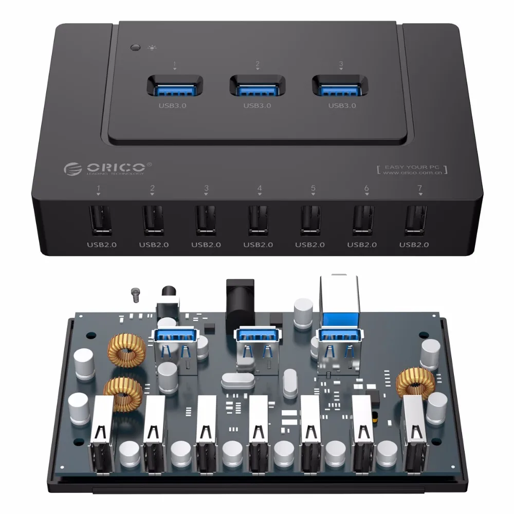 Концентратор ORICO USB 2 0/3 0 10 портов usb хаб 5 Гбит/с высокоскоростной разветвитель для