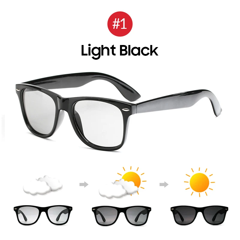 1 Light Black VIVIBEE, классический дизайн, квадратные поляризованные мужские солнцезащитные очки для вождения, фотохромные полярные солнцезащитные очки,, трендовые, высокое качество, оттенки - Цвет линз: 1 Light Black