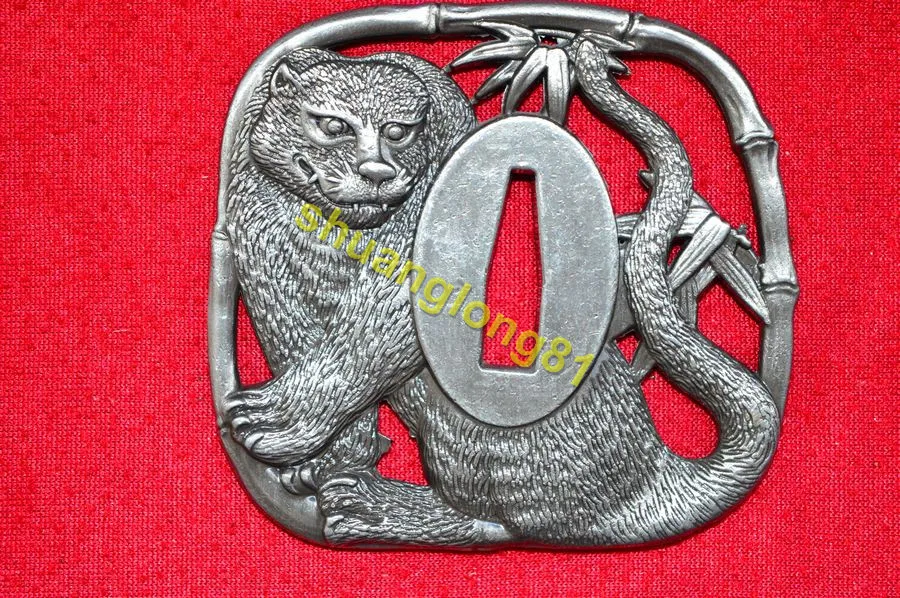 Чудесный японский сплав ручной работы Tsuba для самурая Катана Меч Нож Wakizashi W тигр |