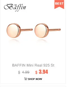 BAFFIN Мини Настоящее 925 пробы серебряные круглые серьги-гвоздики Простой Модный золотой пирсинг для женщин мужчин пара ювелирных изделий