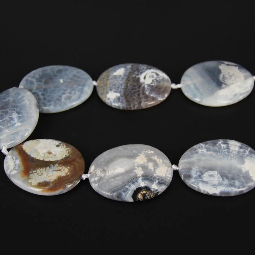 New Item!Natural Dragon Veins Achate Stones Drilled Loose Beads Oval Slice Shape Pendant Necklace Big Size Smooth | Украшения и