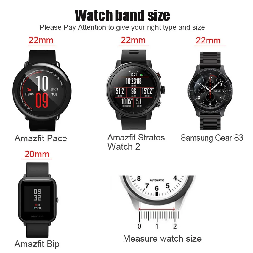 20 мм браслет для Amazfit Bip Bit ремешок из нержавеющей стали 22 мм для Huami Amazfit 2 Amazfit Stratos Pace 2 Smart Watch Band