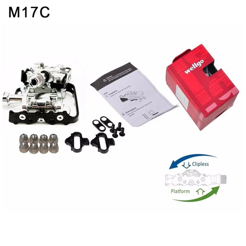 Wellgo Pedal WPD-M17C Bicycle Pedals Mountain Bike Two-Sided Dual-Use Lock Step pedal bicycle parts | Спорт и развлечения