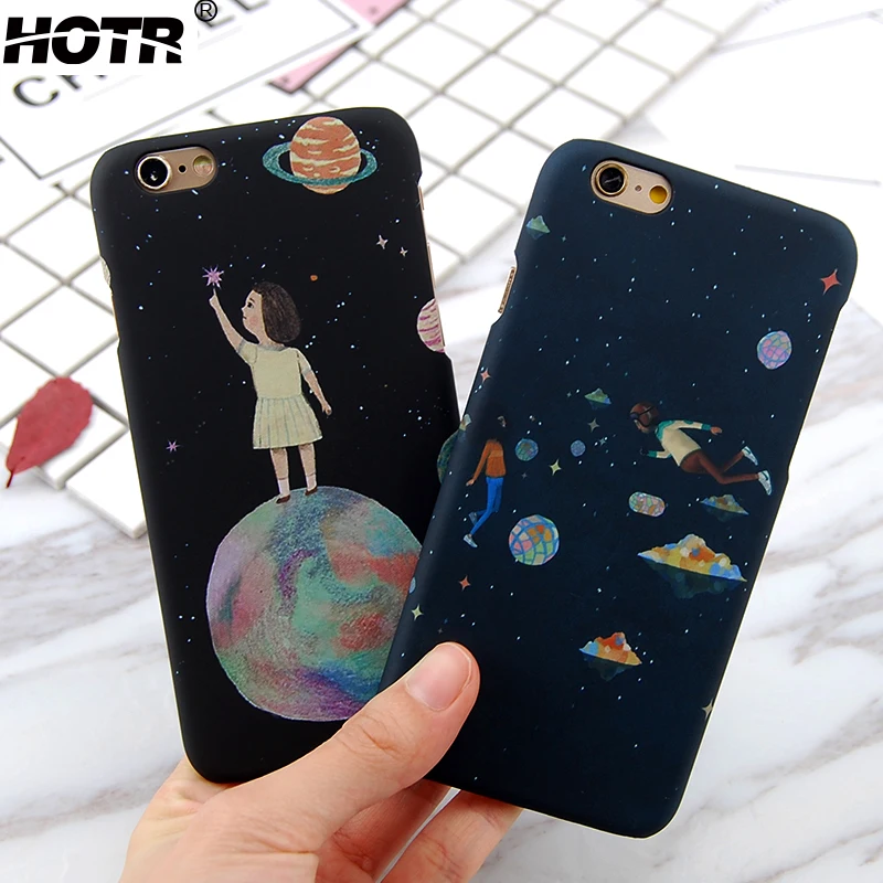 Чехол для iPhone 6 hotr Мода Луна девушки и мальчики земля звезды жесткий чехол S плюс