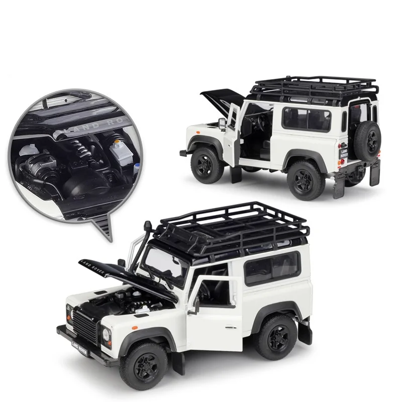 1:24 Welly Land Rover Defender белый/армейский зеленый/серебристый/белый/зеленый трубчатый багажник на крышу литая модель автомобиля