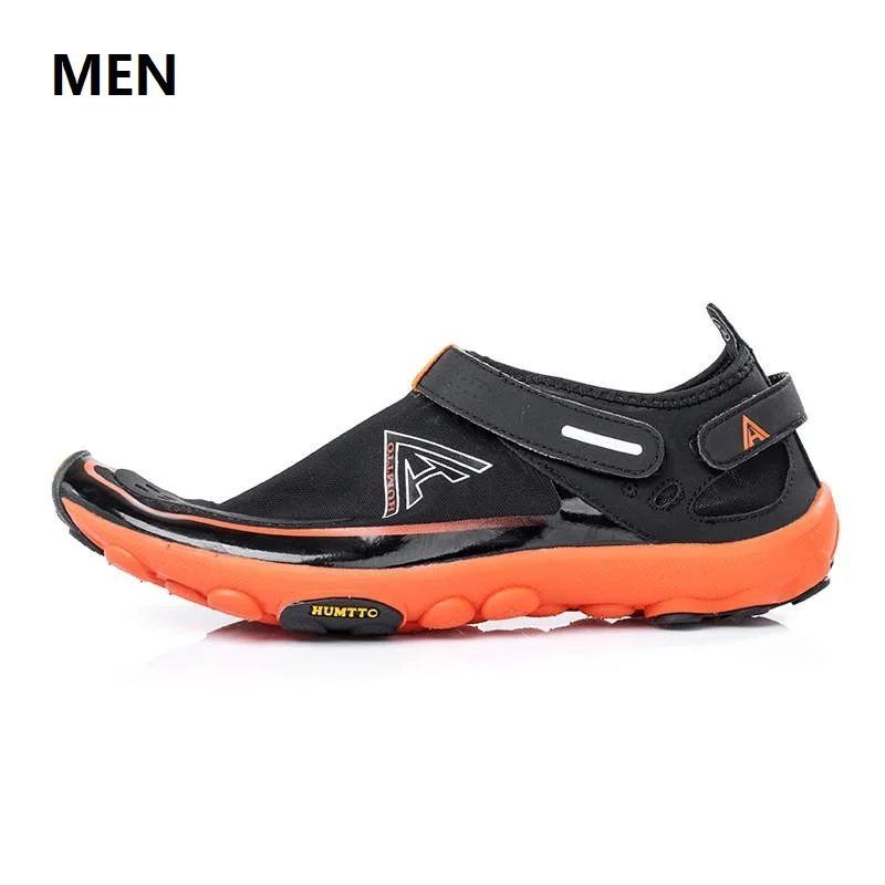 HUMTTO Men's Upstream Shoes Ultralight Breathable Quick Dry Hiking Shoes Women Outdoor Camping Wearable Sneakers - Цвет: Black-orange men