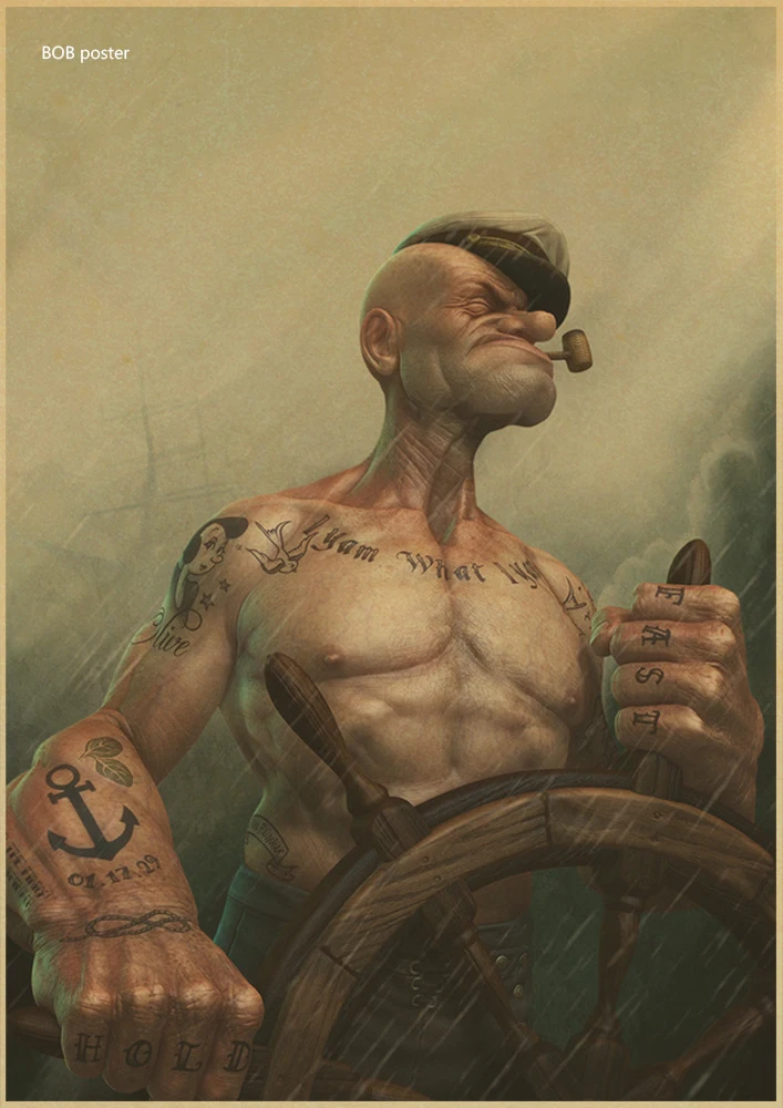 Popeye в морском стиле с Betty Boop плакат/Ретро Постер Мультфильма фильма/крафт-бумаги/ретро постер/детская комната, декоративный светильник - Цвет: H32