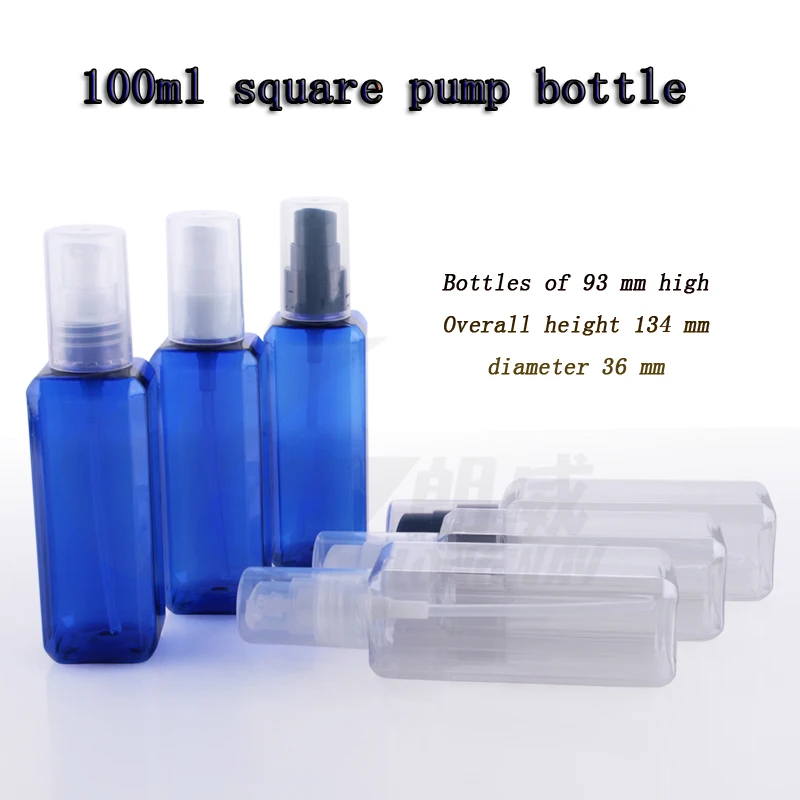 Бесплатная доставка 30 шт./лот объем 100 мл Квадратная бутылка с насосом