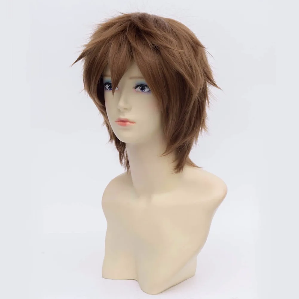 ECVTOP Anime HITMAN REBORN Cosplay wigs Sawada Tsunayoshi Brown 150g 12 inch Man/boy wig short |