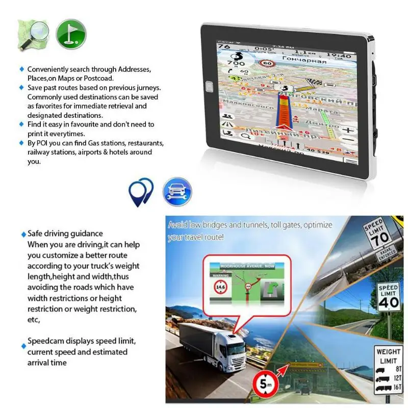 128M 8GB Портативный 7 дюймов HD Автомобильный gps навигатор FM Bluetooth AVIN Navitel последняя карта Sat nav грузовик gps навигаторы автомобильные