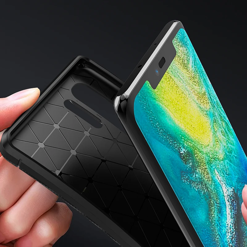 Для huawei P30 Pro Чехол из углеродного волокна ударопрочный Задняя накладка чехла ТПУ
