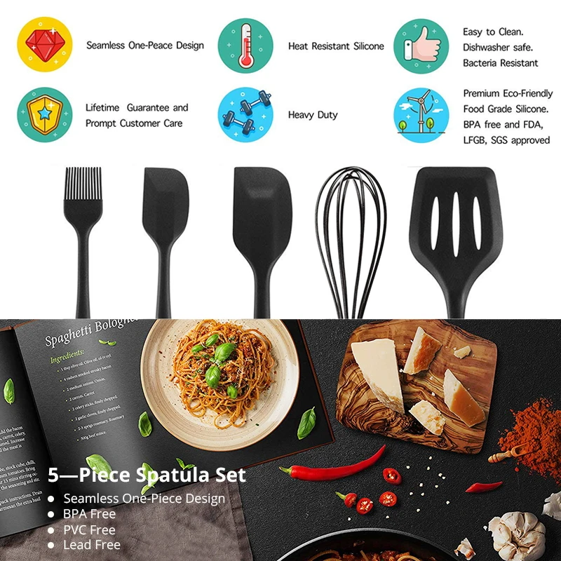 5 шт. набор силиконовой кухонной утвари посуды для выпечки с ложкой яиц и ЛОПАТКОЙ