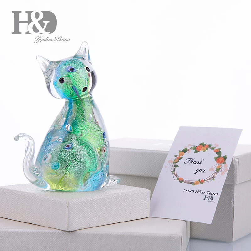 H &amp D 3 9 дюйма ручной работы стеклянные украшения &quotКошки&quot статуэтка животного