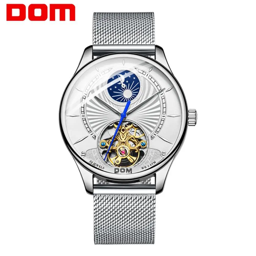 DOM Men Automatic Mechanical Watch Mens Creative Sports Luxury Waterproof Stainless Steel Watches Relogio Masculino M-1260D-7M | Наручные
