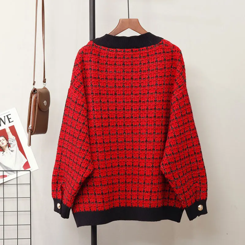 Very fairy Loose Knit Cardigan Female Korean Lazy Wind Single-breasted Large Size Sweater Women Thicken feminine coat SS89 |