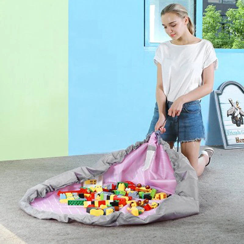 Большой 150 см Портативный детские игрушки сумка для хранения и играть Коврики Lego