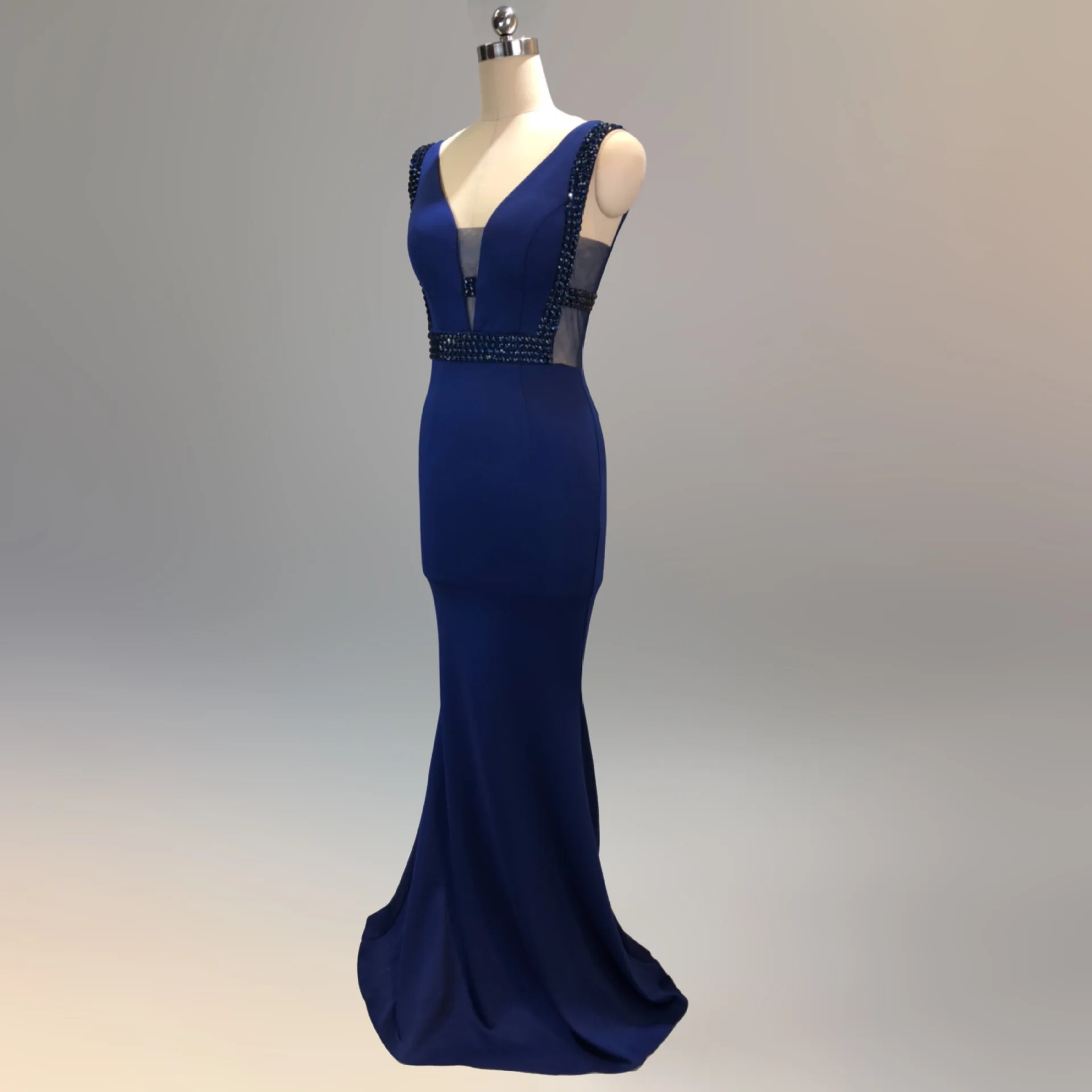 ArtSu модный 3D Хрустальный халат, украшенный бисером De Soiree синие длинные вечерние платья Русалка женское сексуальное платье с v-образным вырезом длиной до пола для выпускного вечера Vestidos