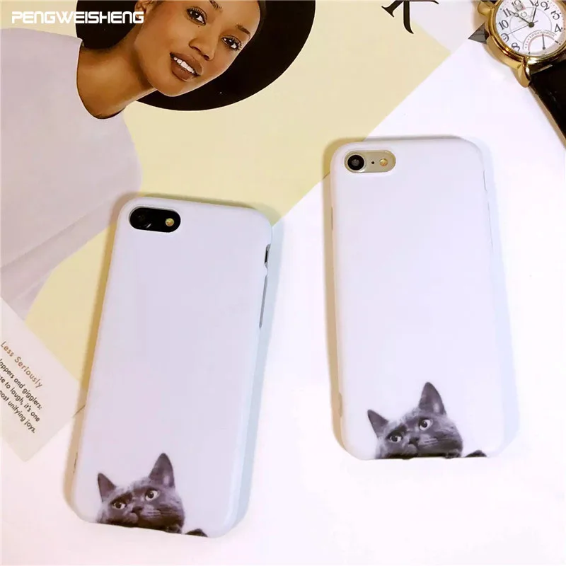 Мода ультра тонкий черный Кот шаблон чехол для iPhone 6 s/6/7/8 Plus 7 Чехол |