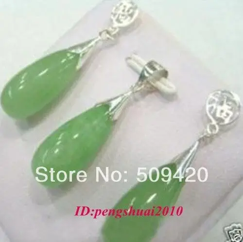 DYY Бесплатная Доставка Оптом&gt антикварные Кани Зеленые капли нефрита серебряные