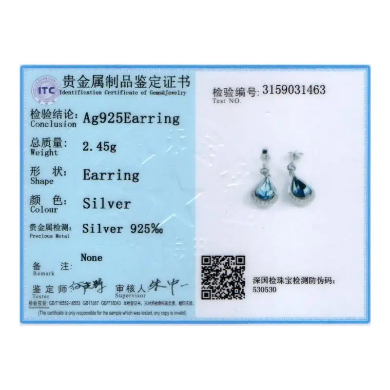 LEKANI Crystals From Swarovski Drop Earring 925 Fashion Water Drops Blue Pop Women's Earrings Pendant Gift Fine Jjewelry | Украшения и