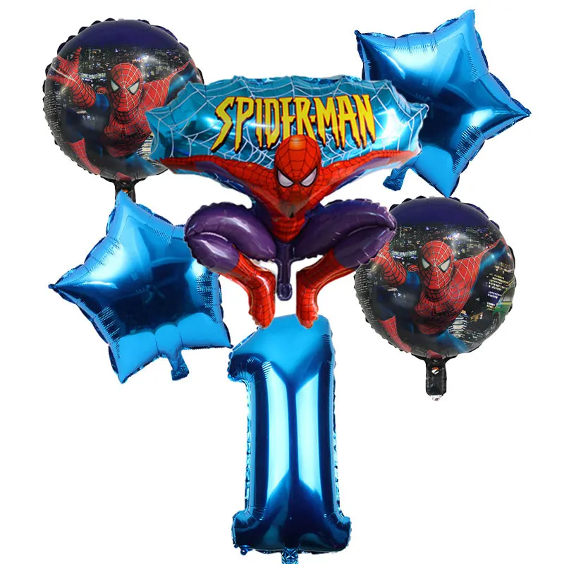 6 шт./компл. воздушные шары из фольги с изображением Человека паука звезды и цифры