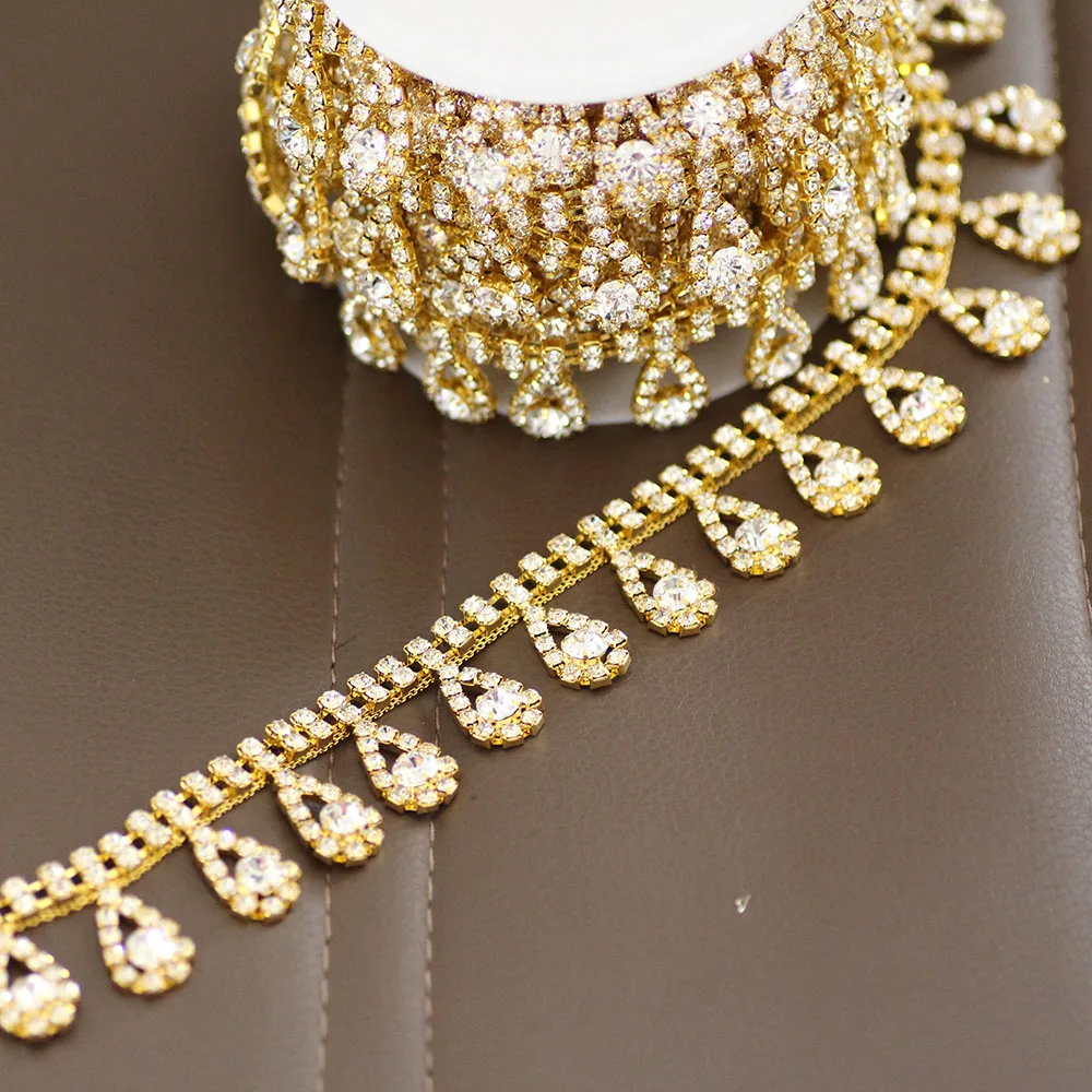 Цепочка с кисточками для свадебного платья хорошего качества|rhinestone cup chain|cup chainsew