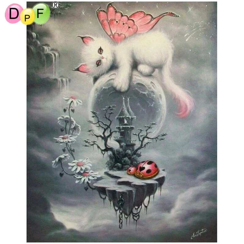 DPF DIY 5D квадратная алмазная живопись рукоделие кот круглый шар Алмазная мозаика