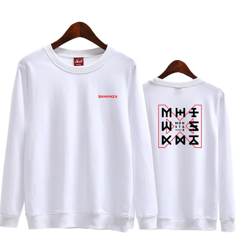 Новое поступление тонкая толстовка с круглым вырезом и принтом kpop monsta x the code для