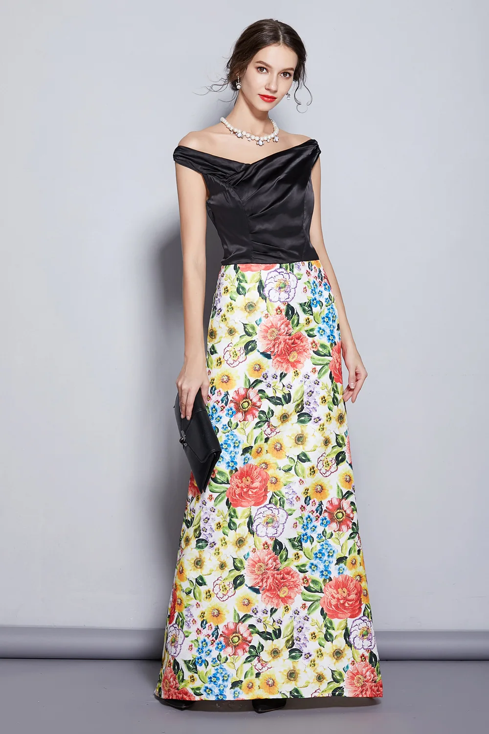 Женское платье с вырезом лодочкой жаккардовое длинное для вечеринок и