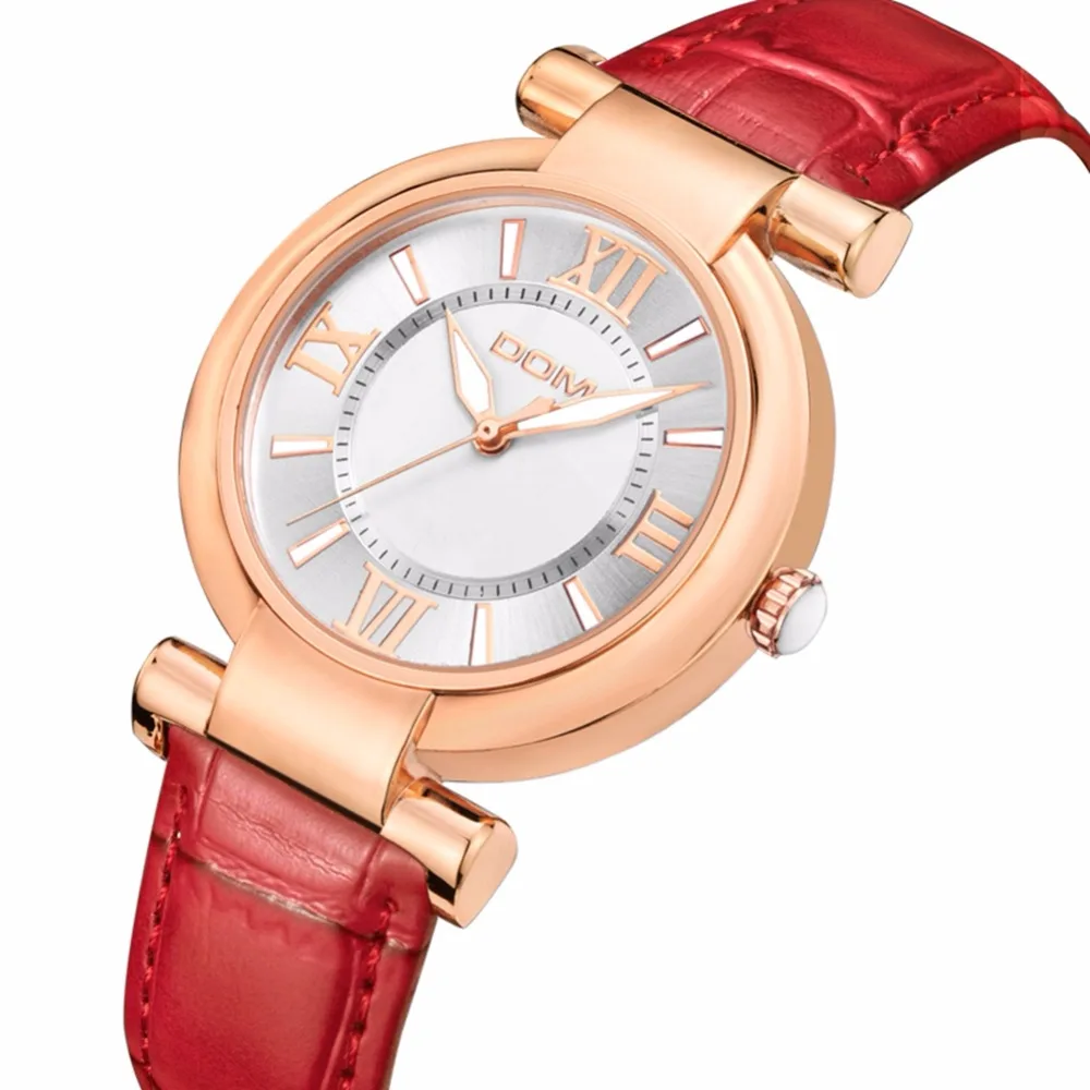 DOM Для женщин часы модные Повседневное пояса круглые Водонепроницаемый световой