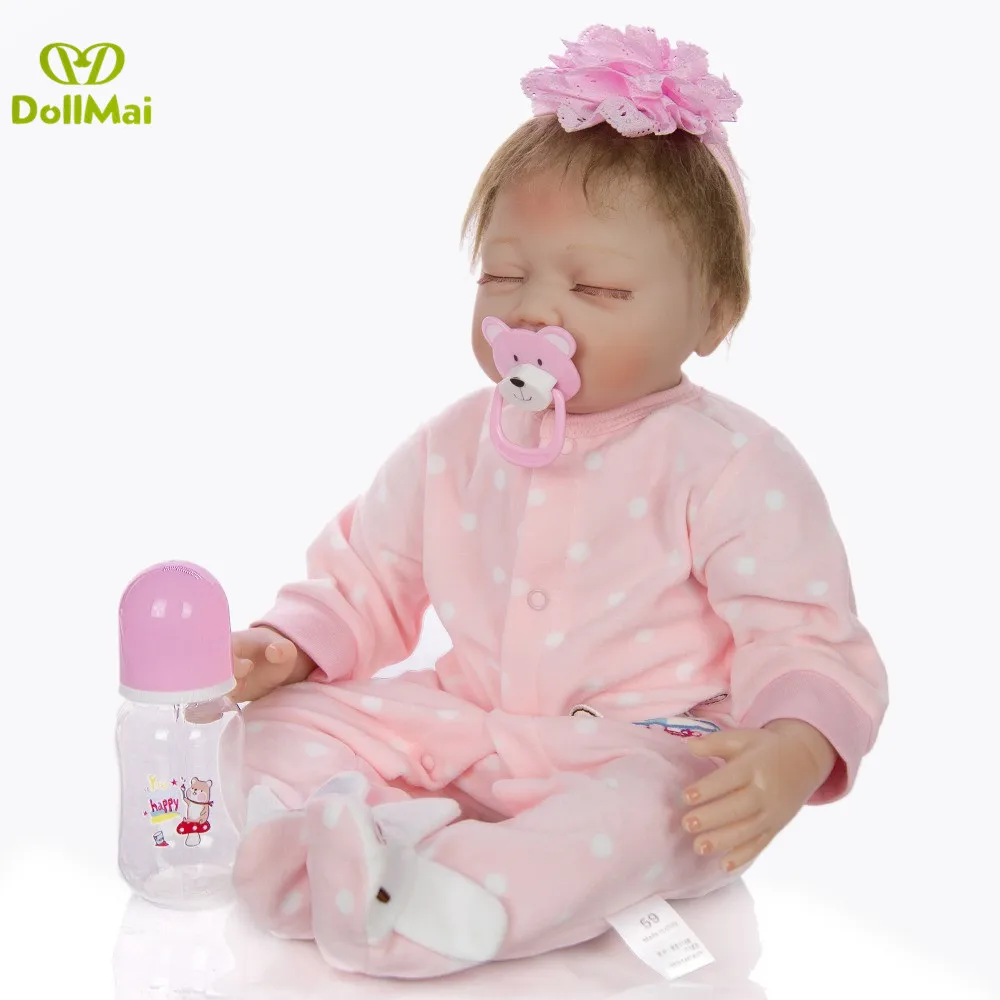 DollMai поддельные детские спящие силиконовые куклы 22 дюйма 55 см новорожденные