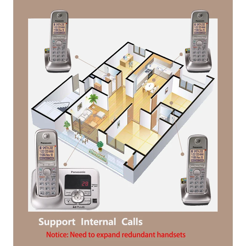 dect6 0 wireless telephone handset cordless phone with answer system handfree internal intercom english spain language for home free global shipping