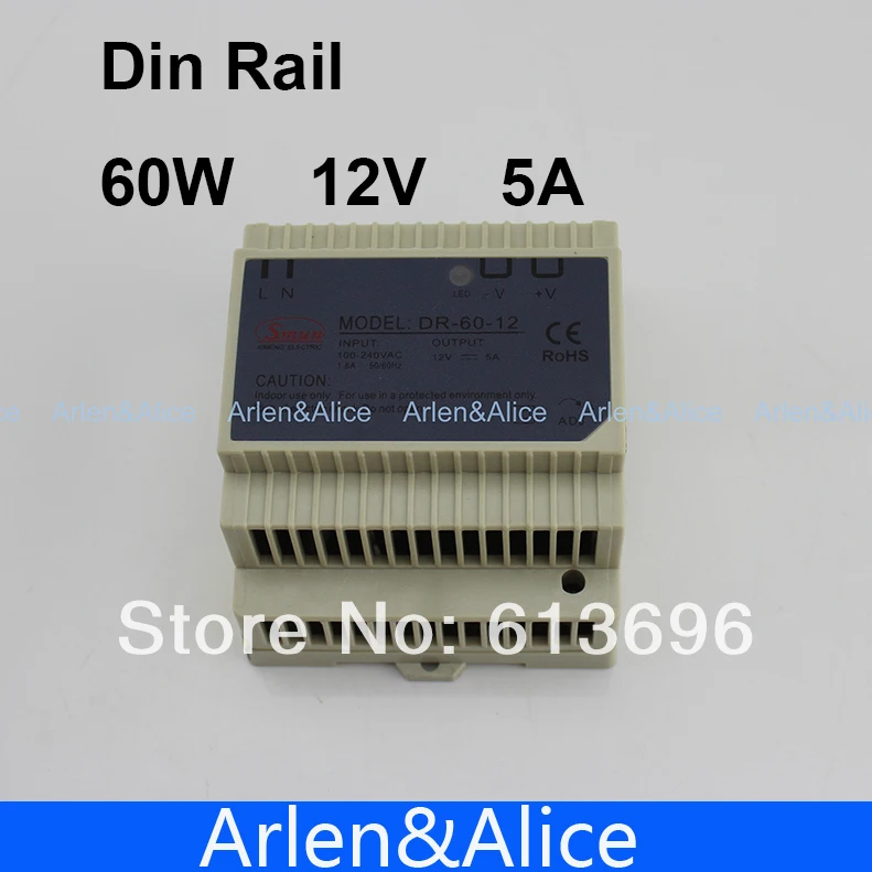 60 Вт 12В 5А din рейка с одним выходом импульсный источник питания AC в DC SMPS|power supply for
