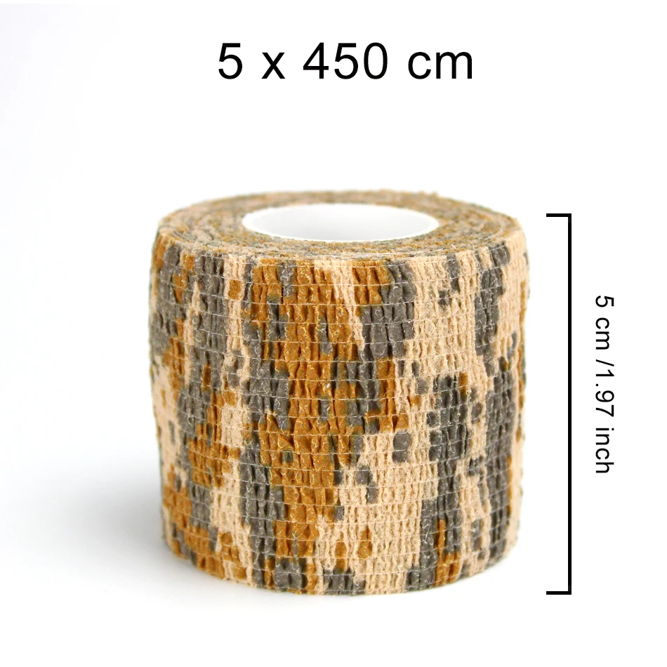 Camo Patter 7 Стоящая 5 см* 450 см самоклеящаяся эластичная лента из нетканого материала, лента для фитнеса, наколенники, поддержка локтя, травмирующая подушка - Цвет: Camo Patter 7