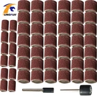 100 шт. аксессуары для Dremel 6,35 мм 12,7 мм барабанный шлифовальный набор + 2 шт. шлифовальная лента Песочная оправка для роторного инструмента сверла для ногтей