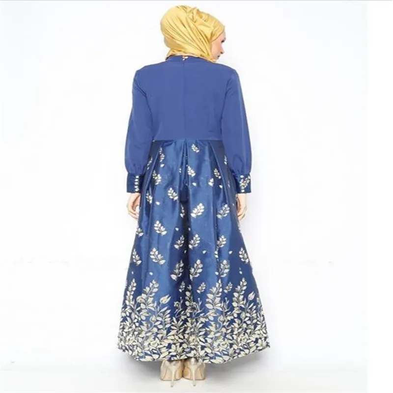 Абайя мусульманское Женское Платье макси с длинным рукавом цветочным принтом