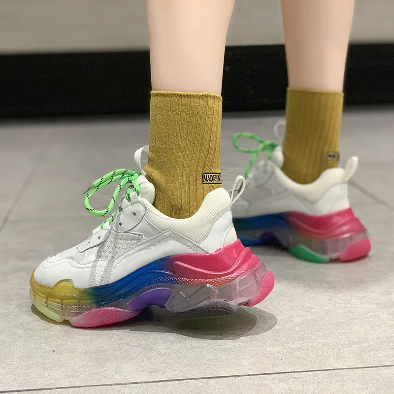 Fujin/Женская обувь Весенняя на толстой подошве Прямая поставка Прозрачные