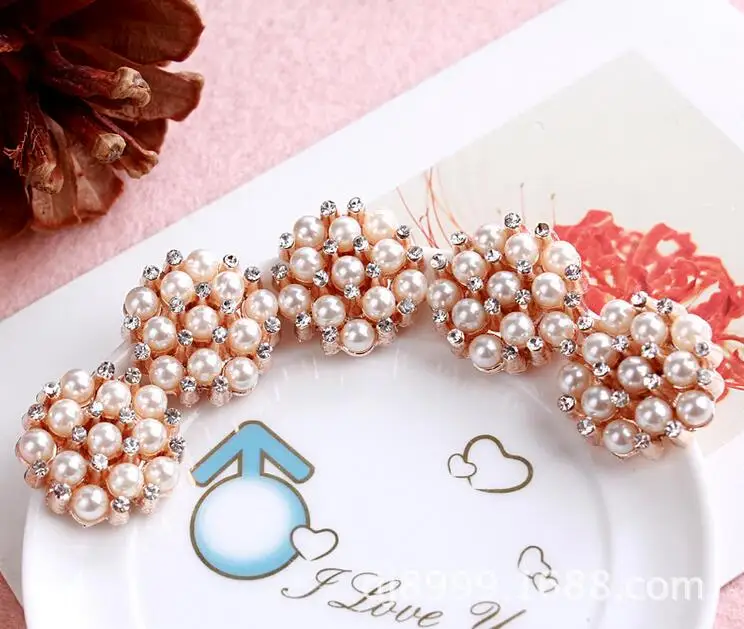 10 Pieces Rose Gold Rhinestone Flatback Pearl Buttons for Wedding/Party/Dress accessories 23mm Width | Дом и сад
