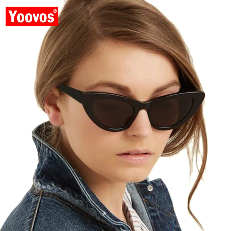 Yoovos 2021 Light Sunglasses Women Cat Eye Vintage Sun Glasses Black Red Wild Face Oculos Feminino Travel Party Gafas De Sol | Аксессуары