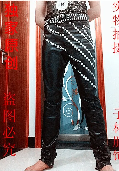 Новые мужские брендовые модные кожаные брюки больших размеров для ночного клуба